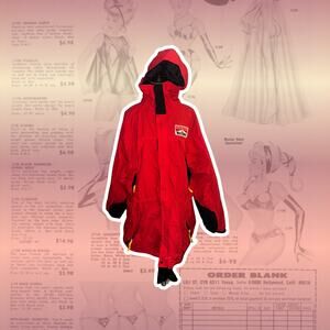Marlboro Reds Oversized Rain Jacket with Marlboro Patch